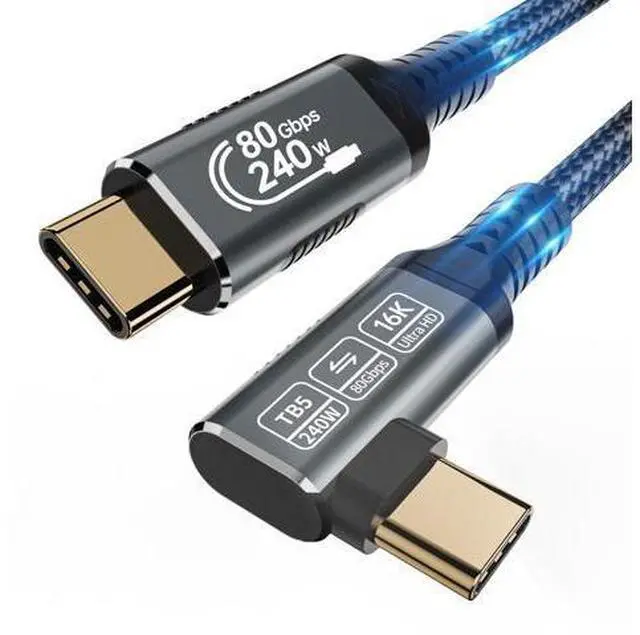 Main image of Vszerda 240w 80gbps USB c Cable Compatible with Thunderbolt 5 Cable Right Angle 3.3ft, 90 Degree USB C Cable, 8K/16k 60Hz usbc Monitor Cable for Thunderbolt 4,USB c Video