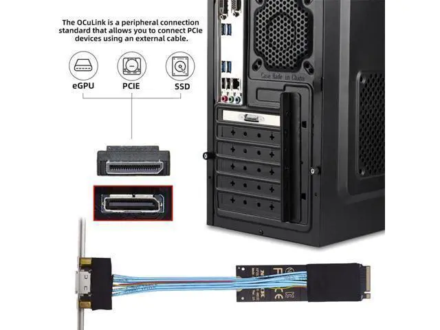 Alt view image 2 of 7 - Vszerda M.2 2280 NGFF Card Adapter PCI-E4.0 M-Key to Oculink SFF-8612 SFF-8611 Host Cable 30cm with Bracket for NVME U.2 SSD eGPU