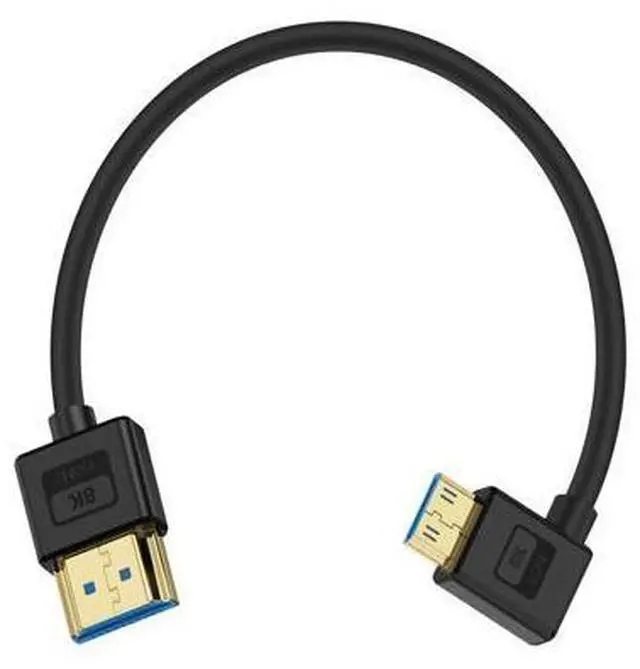 Main image of Vszerda Ultra Thin 8K Mini HDMI to HDMI Cable 1ft, Short Soft Slim 90 Degree Left Angle Mini HDMI Silicone Cable with 8K@60Hz/4K@60Hz/48gbps for Camera, Laptop, HDTV