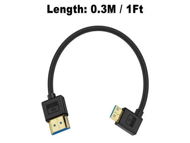 Alt view image 7 of 7 - Vszerda Ultra Thin 8K Mini HDMI to HDMI Cable 1ft, Short Soft Slim 90 Degree Left Angle Mini HDMI Silicone Cable with 8K@60Hz/4K@60Hz/48gbps for Camera, Laptop, HDTV