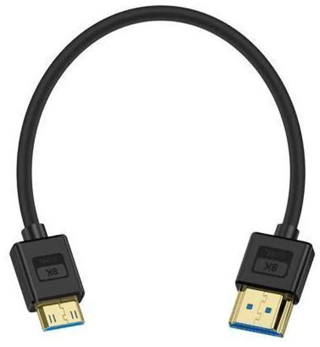 Main image of Vszerda Ultra Thin 8K Mini HDMI to HDMI Cable Short, 1ft Mini HDMI 2.1 Cable 48Gbps Soft Slim Silicone Cord Support 8K@60Hz Compatible with Camcorder,Camera, Laptop, HDTV