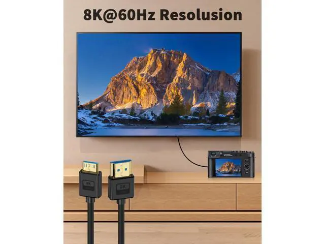 Alt view image 4 of 7 - Vszerda Ultra Thin 8K Mini HDMI to HDMI Cable Short, 1ft Mini HDMI 2.1 Cable 48Gbps Soft Slim Silicone Cord Support 8K@60Hz Compatible with Camcorder,Camera, Laptop, HDTV
