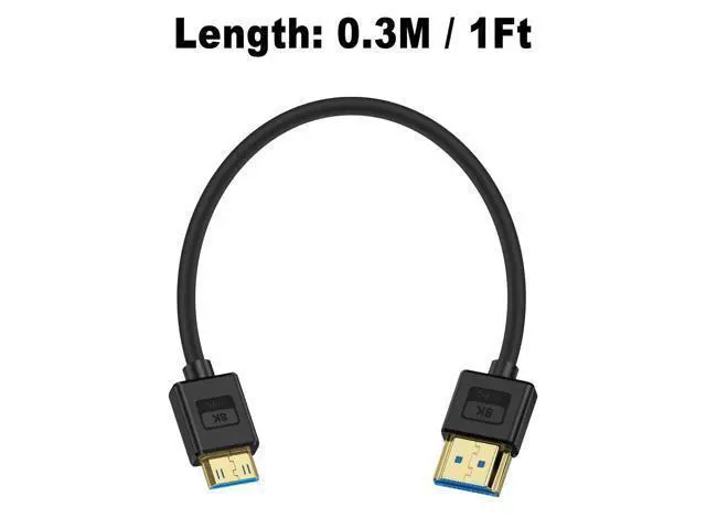 Alt view image 7 of 7 - Vszerda Ultra Thin 8K Mini HDMI to HDMI Cable Short, 1ft Mini HDMI 2.1 Cable 48Gbps Soft Slim Silicone Cord Support 8K@60Hz Compatible with Camcorder,Camera, Laptop, HDTV