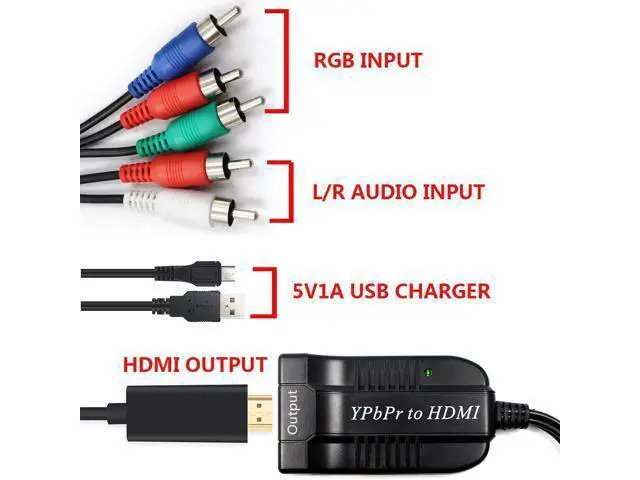 Alt view image 3 of 6 - Vszerda Male Component to HDMI Converter, 5RCA Component RGB YPbPr to HDMI Converter Supports 1080P