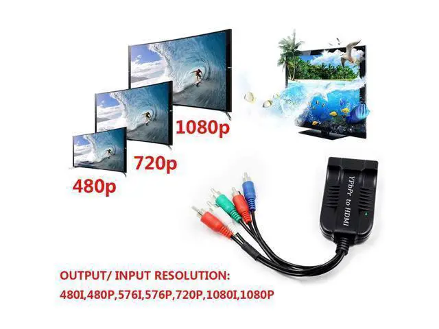 Alt view image 4 of 6 - Vszerda Male Component to HDMI Converter, 5RCA Component RGB YPbPr to HDMI Converter Supports 1080P
