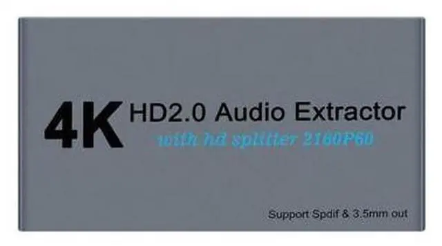 Main image of HDMI2.0 Splitter 1 in 2 Out with HDMI 1X2 Audio Extractor + Optical and 3.5mm Audio Output Powered Splitter 1 Source onto 2 Displays Support 3D 4K60HZ for PS4 Xbox One DVD Blu-ray Player TV Projector