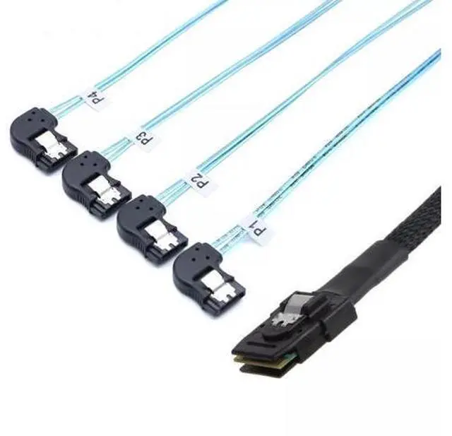 Main image of Vszerda Mini SAS HD SFF-8087 to 4 Ports SATA Left Angle Connection Cable 100CM