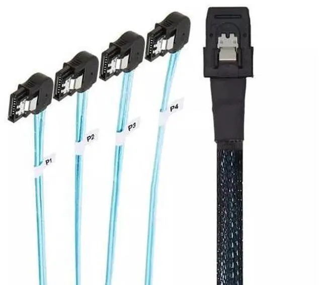 Alt view image 5 of 5 - Vszerda Mini SAS HD SFF-8087 to 4 Ports SATA Left Angle Connection Cable 100CM