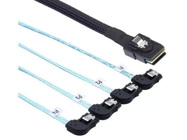 Alt view image 2 of 5 - Vszerda Mini SAS HD SFF-8087 to 4 Ports SATA Left Angle Connection Cable 100CM