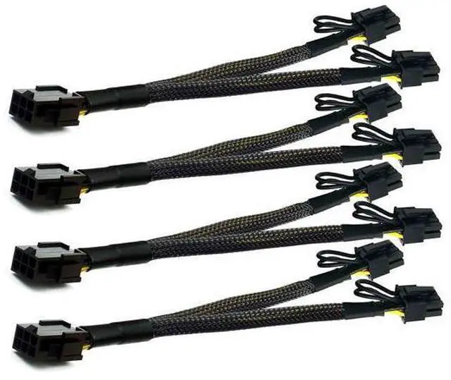 Main image of Vszerda PCI-e 6 Pin to Dual PCIe 8(6+2) Pin Graphics Card PCI Express Power Adapter GPU VGA Y-Splitter Extension Cable Video Card Sleeved Power Cable 9 inches 18 AWG (4 Pack)