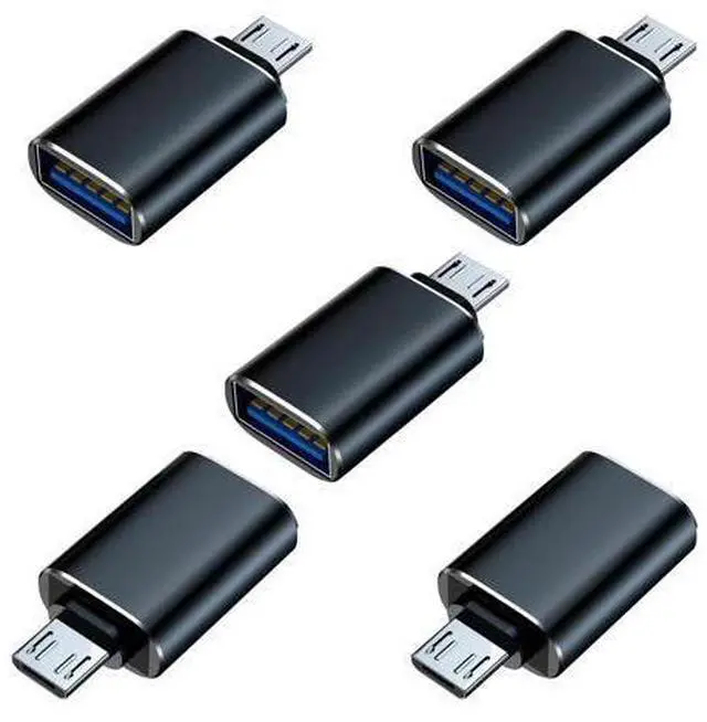 Main image of Vszerda 5 Pack Micro USB to USB OTG Adapter, USB A to Micro USB, Compatible with S7 LG, Mouse, Flash Drive, Keyboard, Game Controller, Black