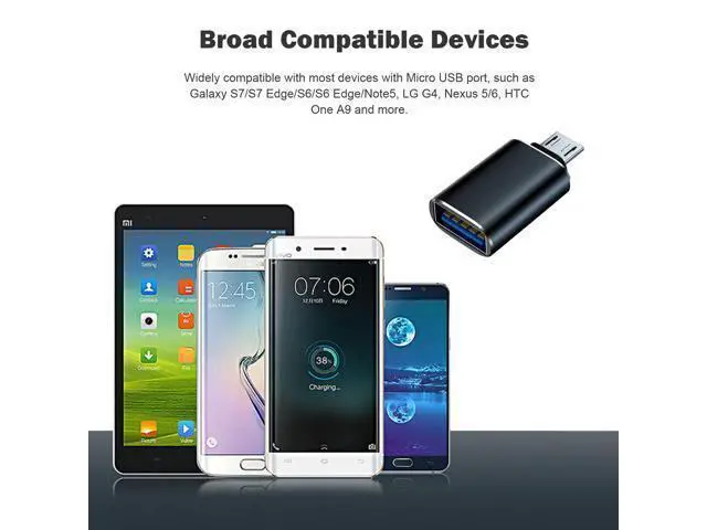 Alt view image 3 of 5 - Vszerda 5 Pack Micro USB to USB OTG Adapter, USB A to Micro USB, Compatible with S7 LG, Mouse, Flash Drive, Keyboard, Game Controller, Black