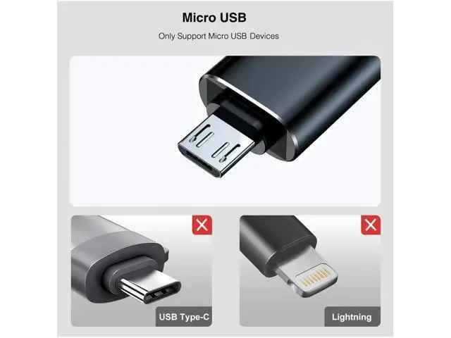 Alt view image 5 of 5 - Vszerda 5 Pack Micro USB to USB OTG Adapter, USB A to Micro USB, Compatible with S7 LG, Mouse, Flash Drive, Keyboard, Game Controller, Black