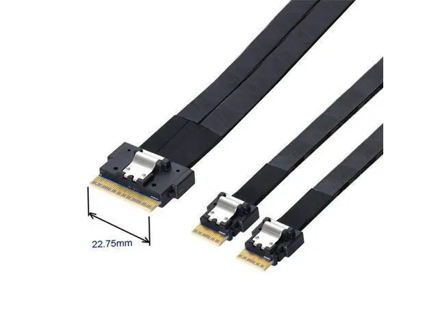 Alt view image 2 of 7 - Vszerda PCI-E Ultraport Slimline SAS Slim 4.0 SFF-8654 8i 74pin to Dual SFF-8654 4i 38Pin Cable 40cm PCI-Express
