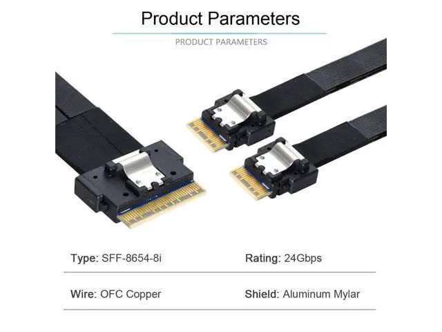 Alt view image 5 of 7 - Vszerda PCI-E Ultraport Slimline SAS Slim 4.0 SFF-8654 8i 74pin to Dual SFF-8654 4i 38Pin Cable 40cm PCI-Express