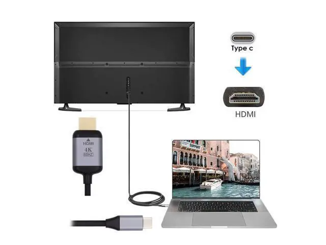 Alt view image 3 of 7 - Vszerda 1.8m USB 3.1 Type C USB-C Source to HDMI HDTV Displays Male 4K Monitor Cable for Laptop