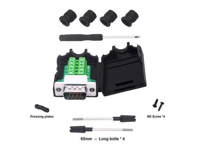 Alt view image 2 of 7 - Vszerda DB9 Male Solderless Connector Breakout Board RS232 D-SUB 9 Pin Serial Adapter Terminal Block with Case-2 Packs (Male)