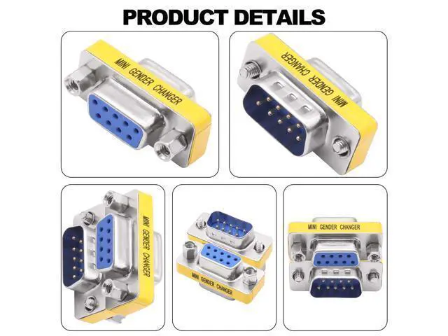Alt view image 3 of 7 - Vszerda DB9 Gender Changer Solderless Connector Male to Female Adapter Mini RS232 D-SUB 9 Pin Serial Cable Coupler-4pcs