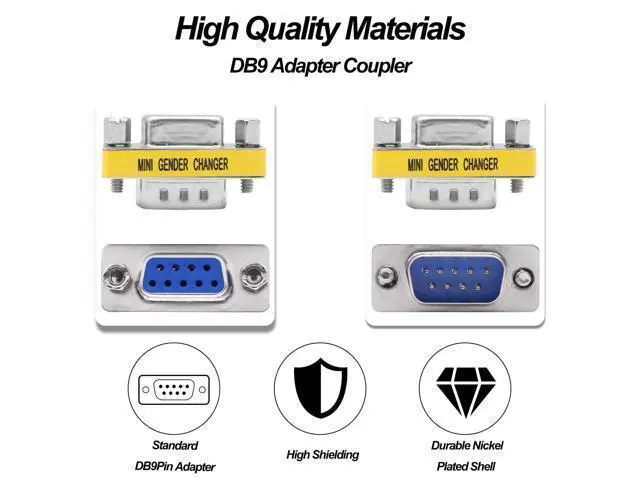 Alt view image 6 of 7 - Vszerda DB9 Gender Changer Solderless Connector Male to Female Adapter Mini RS232 D-SUB 9 Pin Serial Cable Coupler-4pcs