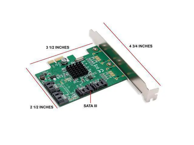 Alt view image 3 of 7 - Vszerda 4 Port SATA III Expansion Card with Low Profile Bracket - 6Gbps SATA 3.0 Controller PCI Express x1 Marvell 9215 for Windows 11/10/8/7/XP/Vista/Linux