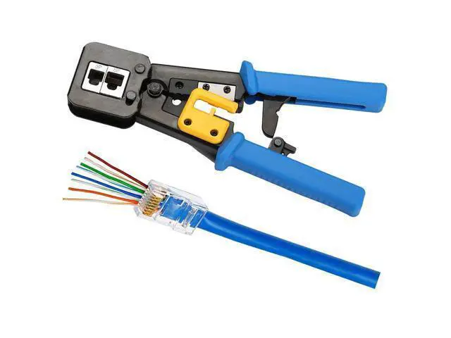 Alt view image 2 of 7 - Vszerda RJ45 Crimp Tool Pass Through Cat5 Cat5e Cat6 Crimping Tool for RJ45/RJ12 Regular