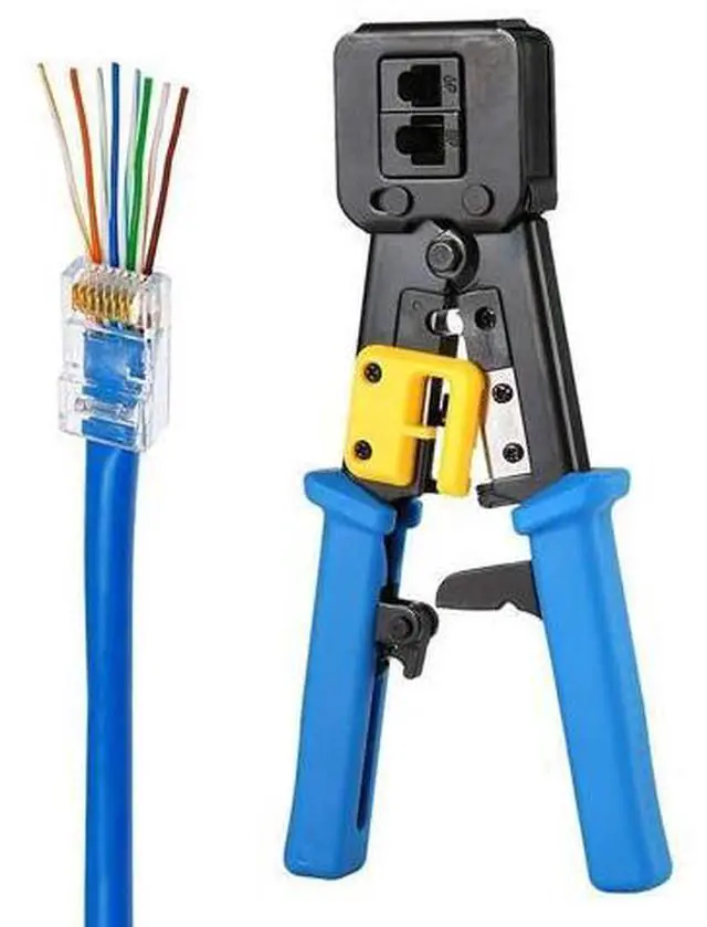Main image of Vszerda RJ45 Crimp Tool Pass Through Cat5 Cat5e Cat6 Crimping Tool for RJ45/RJ12 Regular