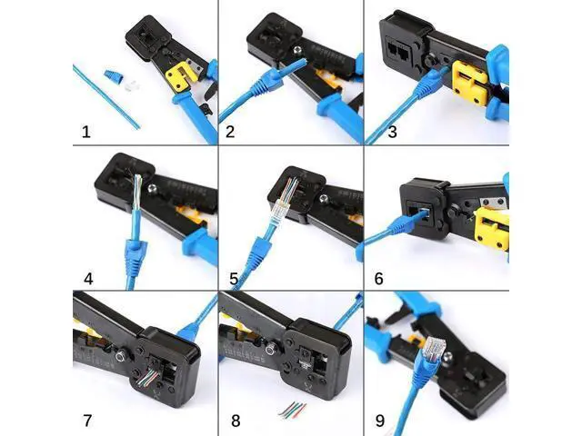 Alt view image 7 of 7 - Vszerda RJ45 Crimp Tool Pass Through Cat5 Cat5e Cat6 Crimping Tool for RJ45/RJ12 Regular