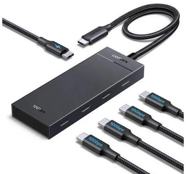 Main image of UGREEN Powered 100W 10Gbps USB C Hub - 5 in 1 Adapter with 4 USB-C, 100W PD Ports for MacBook/Air, iPad Pro, iPhone, Surface, Laptops and More