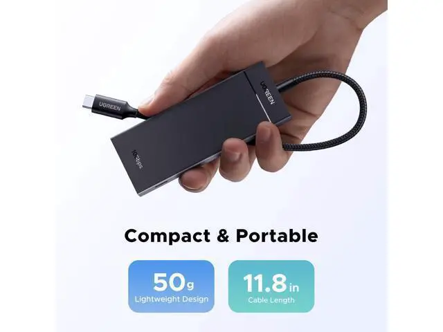 Alt view image 7 of 7 - UGREEN Powered 100W 10Gbps USB C Hub - 5 in 1 Adapter with 4 USB-C, 100W PD Ports for MacBook/Air, iPad Pro, iPhone, Surface, Laptops and More