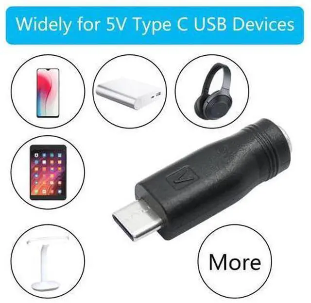 Alt view image 5 of 12 - Vszerda DC 5.5mm x 2.1mm to USB C Adapter, 5V DC 5521 Female to USB Type C Male Plug Convert Connector Power (4Pcs)