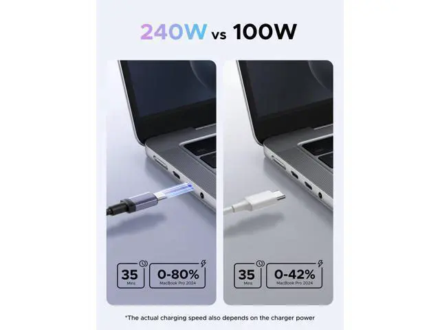 Alt view image 3 of 14 - UGREEN 2-Pack 240W USB C to USB C Cable, Fast Charging USB C Cable for iPhone 17 Pro Max/16/15, Galaxy S25/S24/S23, Pixel 10/9/8, MacBook Pro/Air, ThinkBook, Dell XPS, iPad Pro/Air, Steam Deck, 3.3FT