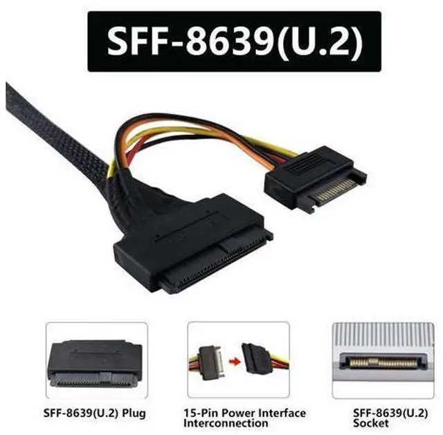 Alt view image 2 of 5 - Vszerda Oculink to U.2 Adapter Cable, SFF-8611 (4i) to SFF-8639 (U.2) PCIe 4.0 x4 NVMe SSD Cable, for PCIe 4.0/3.0 SSD Hard Drive Enclosure, Server, Workstation (80cm)