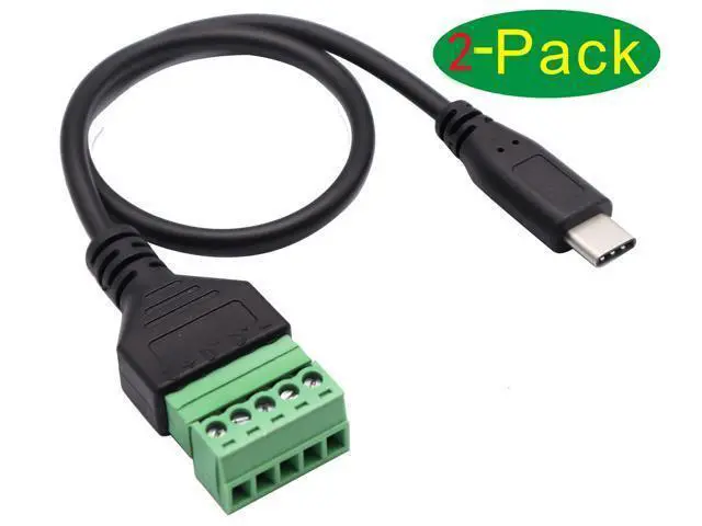 Alt view image 3 of 6 - Vszerda Type C USB Screw Terminal Block Connector Cable 2.0 Type C USB Male Plug to 5 Pin Way Female Bolt Screw with Shield terminals Pluggable Type Adapter Connector Converter Cable30CM2Pack Male