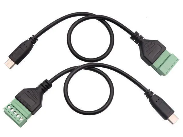 Alt view image 6 of 6 - Vszerda Type C USB Screw Terminal Block Connector Cable 2.0 Type C USB Male Plug to 5 Pin Way Female Bolt Screw with Shield terminals Pluggable Type Adapter Connector Converter Cable30CM2Pack Male