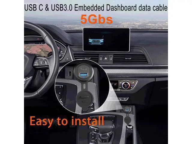 Alt view image 3 of 7 - Vszerda USB C & USB 3.0 Threaded Fixed Embedded Car Waterproof Cable 5Gbps USB3.0 & USB C Panel Mount Extension Cable,LED Light Aluminium Housing,for Instrument Panel Car Boat Motorbike,2M/6.5ft