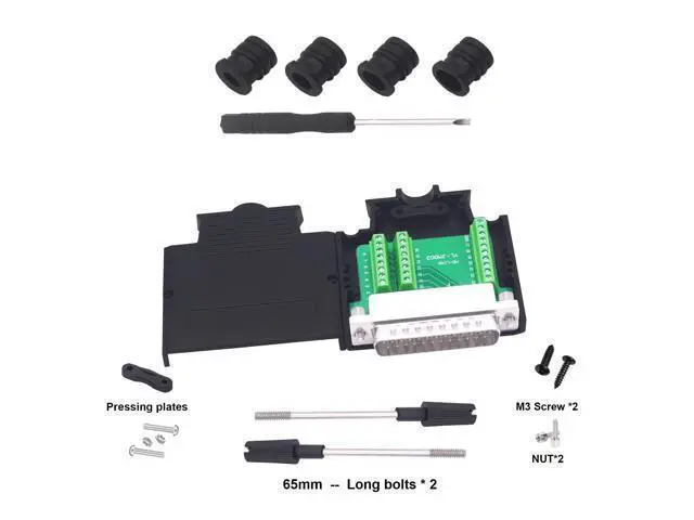 Alt view image 2 of 7 - Vszerda DB25 Male Solderless Connector Breakout Board RS232 D-SUB 25 Pin Serial Adapter Terminal Block with Case (Male)