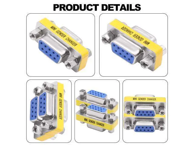 Alt view image 3 of 7 - Vszerda DB9 Gender Changer Solderless Connector Female to Female Adapter Mini RS232 D-SUB 9 Pin Serial Cable Coupler-4pcs
