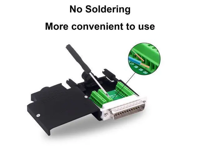 Alt view image 4 of 7 - Vszerda DB25 Male Solderless Connector Breakout Board RS232 D-SUB 25 Pin Serial Adapter Terminal Block with Case (Male)