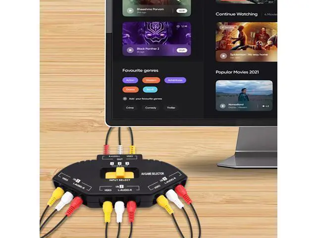 Alt view image 6 of 7 - Vszerda RCA AV Audio Video Switcher Splitter 3 Way Audio Video AV RCA Switch Game Selector Box Splitter 3 in 1 Out Composite Converter Switcher with AV Cable for Xbox DVD PS3 HDTV