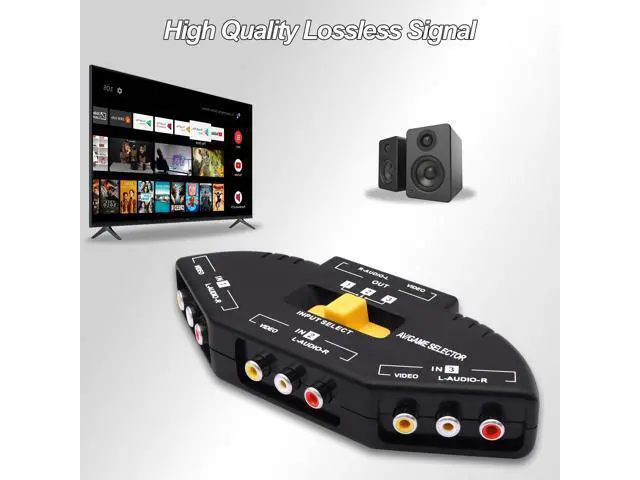 Alt view image 7 of 7 - Vszerda RCA AV Audio Video Switcher Splitter 3 Way Audio Video AV RCA Switch Game Selector Box Splitter 3 in 1 Out Composite Converter Switcher with AV Cable for Xbox DVD PS3 HDTV