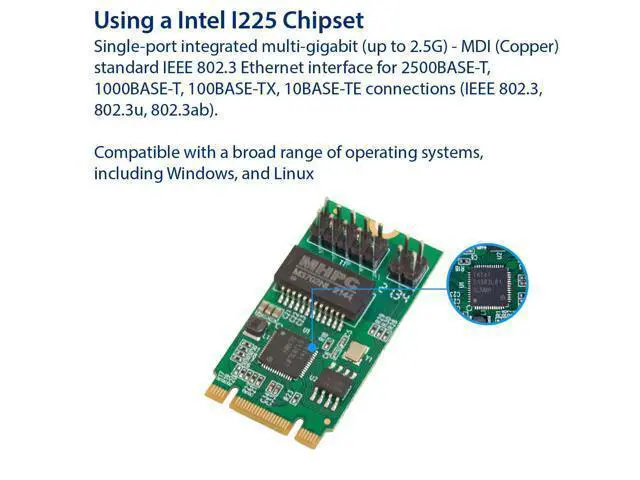 Alt view image 3 of 6 - Vszerda 2.5 Gigabit Ethernet M.2 M+B Key Interface Card 10/100/1000/25000 Mbps RJ45 LAN Intel I225 Chipset,Black,SY-PEX24075