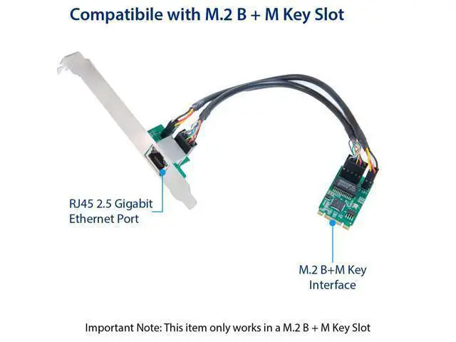Alt view image 6 of 6 - Vszerda 2.5 Gigabit Ethernet M.2 M+B Key Interface Card 10/100/1000/25000 Mbps RJ45 LAN Intel I225 Chipset,Black,SY-PEX24075