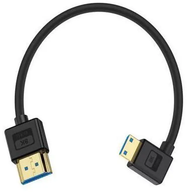Main image of Vszerda Ultra Thin 8K Mini HDMI to HDMI Cable 1ft, 48Gbps Right Angle 90 Degree Soft Slim Mini HDMI 2.1 Silicone Cable Supports 8K@60Hz/4K@60Hz for Camera, Laptop, HDTV