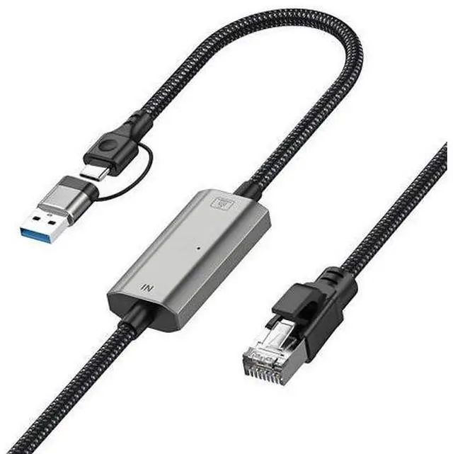 Main image of Vszerda USB C to Ethernet Adapter 10FT, 2in1 USB-C/USB 3.0 to RJ45 Network Cord, 1000Mbps Gigabit Directly Connected, Ethernet Cable Type C Compatible for MacBook Pro,iPad Pro,Smartphone,Laptop,PC