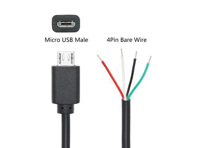 Alt view image 3 of 7 - Vszerda 4Pcs Short Micro USB Male 4 Pin Bare Wire 11inch,24AWG USB 5V/2A 4 Pin Pigtail Open End Power and Data Cable,for USB Equipment Installed or Replacement Repair DIY Cable