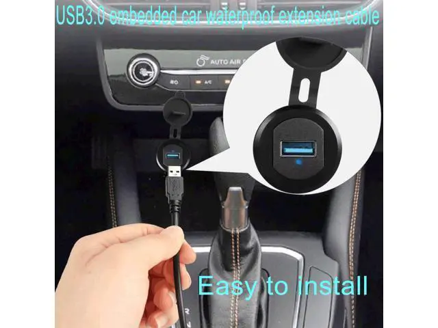 Alt view image 3 of 7 - Vszerda 5Gbps USB 3.0 Threaded Fixed Embedded Car Waterproof Cable USB3.0 Female to Male Panel Mount Extension Cable with LED Light Aluminium Housing,for Dashboard Car Boat Motorbike,2M/6.5ft