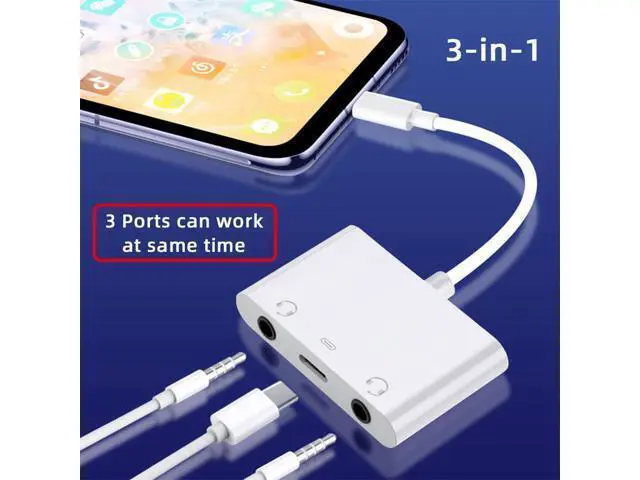 Alt view image 7 of 7 - Vszerda USB C Hub Type C to Dual 3.5mm Audio AUX & MIC Sound Card with PD Power Charge Adapter 3 in 1 USB Extender Compatible with Laptop Tablet Phone