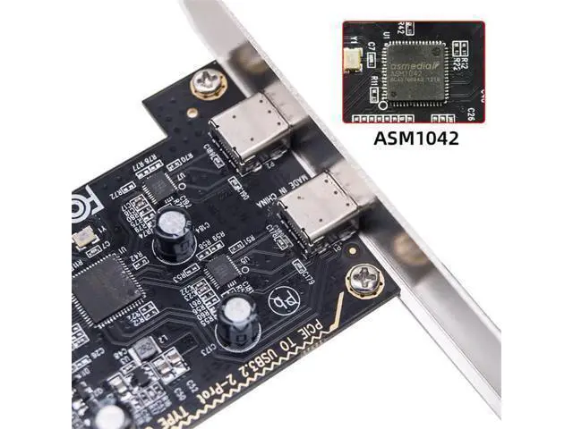 Alt view image 6 of 14 - Vszerda USB PCI-E Express 1x Card USB3.1 Gen1 5Gbps Dual Type-C USB-C Female to PCI-E Adapter ASM1042 with Low Profile Bracket