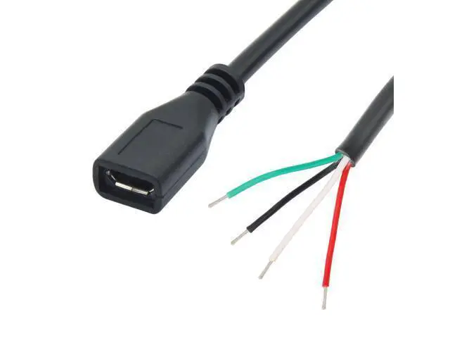 Alt view image 2 of 7 - Vszerda 4Pcs Short Micro USB Female 4 Pin Bare Wire 11inch,24AWG USB 5V/2A 4 Pin Pigtail Open End Power and Data Cable,for USB Equipment Installed or Replacement Repair DIY Cable