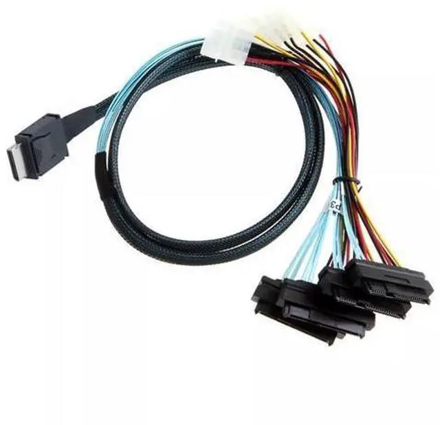 Main image of Vszerda Mini SAS SFF-8611 OCuLink 4I to SFF-8482 with 4X Molex Power Adapter Cable 100CM